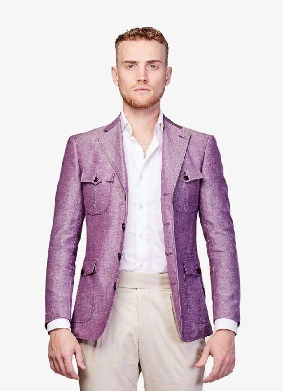 Men's relaxed fit travel coat-Purple Linen Jacket