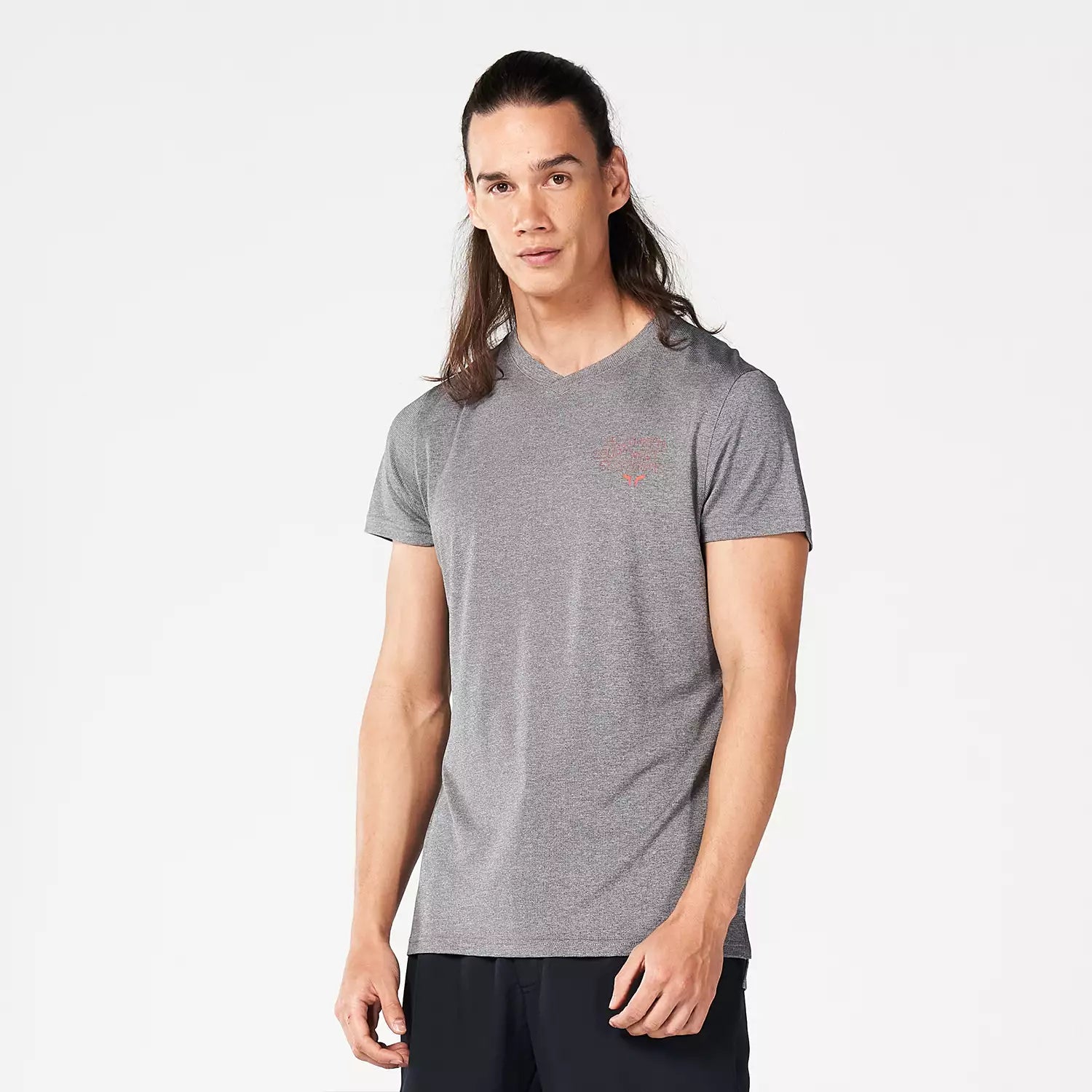 Men's fashionable active t-shirt-Code V-Neck Muscle Tee - Grey Marl