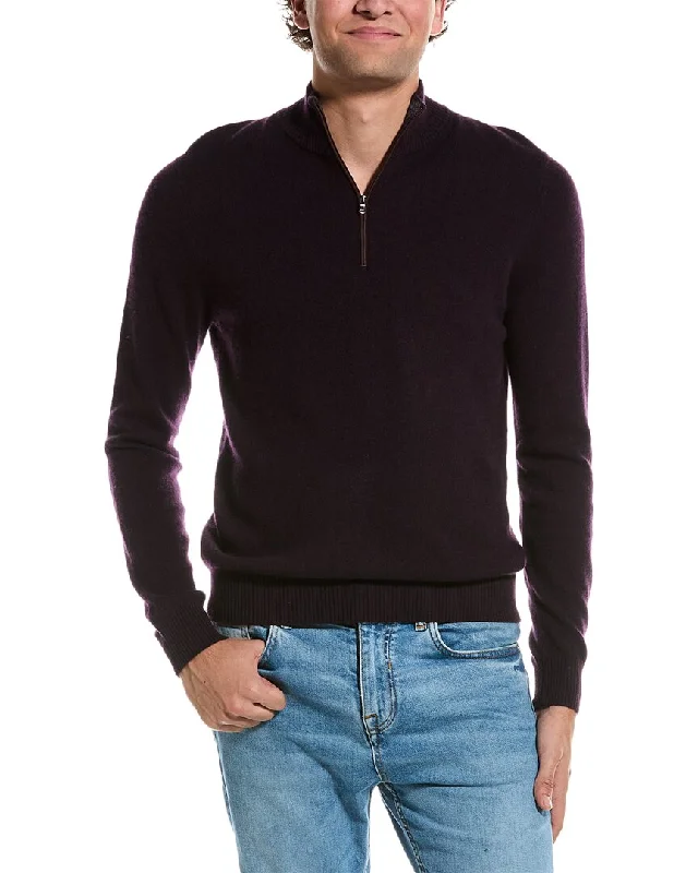 Men's professional knit-Amicale Cashmere Piping Cashmere 1/4-Zip Sweater