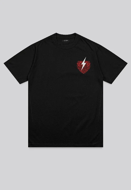 Men's eco-conscious workout t-shirt-HEART BOLT T-SHIRT BLACK