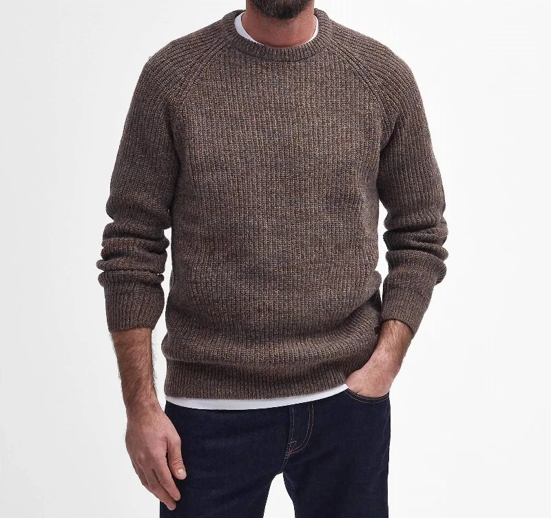 Men's smart casual sweatshirt-Horseford Crew Neck Jumper In Sandstone