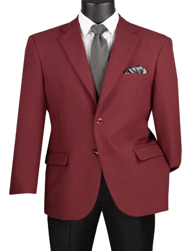 Men's eco-friendly outdoor jacket-Mens Classic Fit Poplin Club Burgundy Sport Coat Blazer