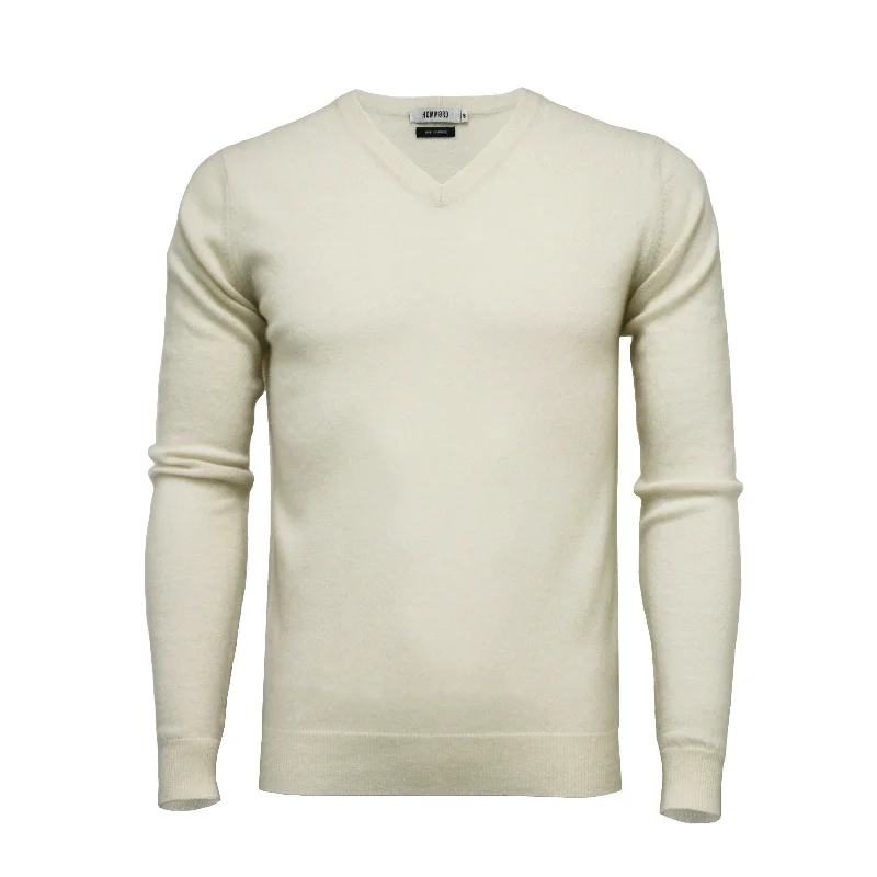 Men's must-have sweater-Cashmere V Neck Sweater Woolwhite