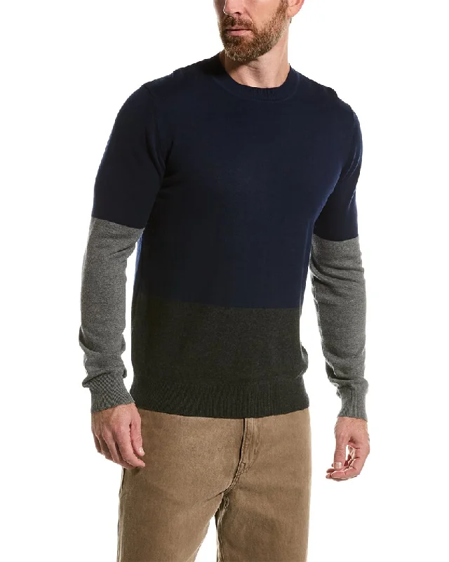 Men's versatile sweater-Loft 604 Colorblocked Wool Crewneck Sweater