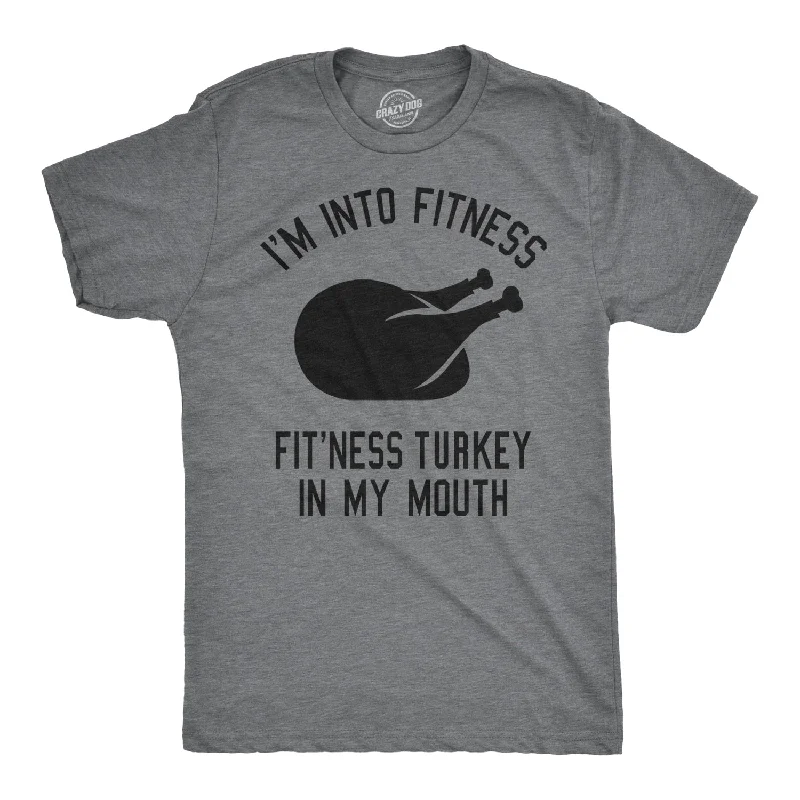 Men's sustainable workout t-shirt-Fitness Turkey In My Mouth Men's T Shirt