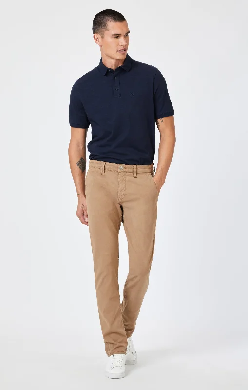 Men's lightweight casual pants-MILTON SLIM STRAIGHT CHINO IN TIGER EYE'S LUXE TWILL