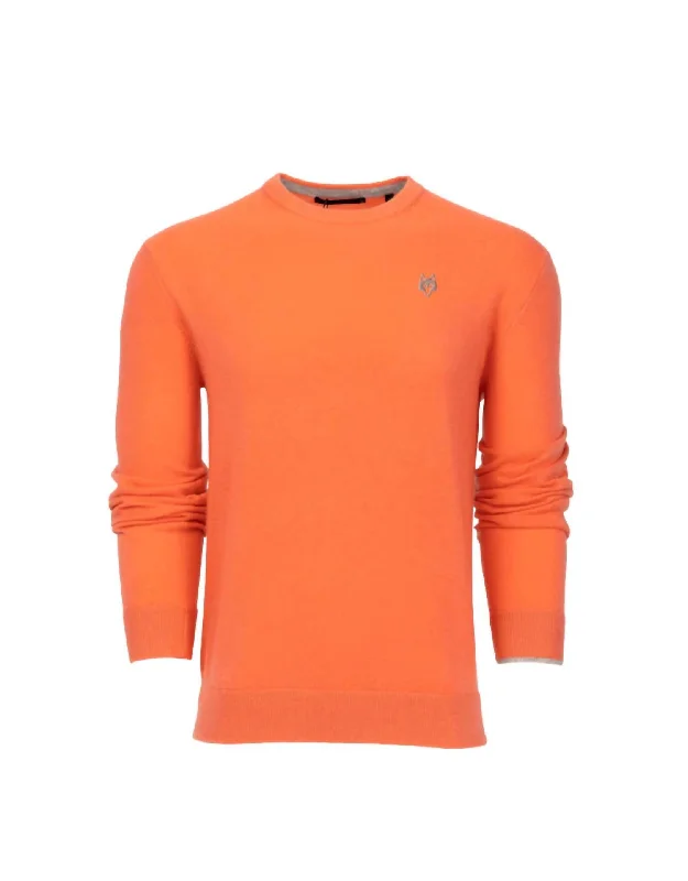 Men's easy-care knitwear-Tomahawk Cashmere Crewneck Sweater In Coral