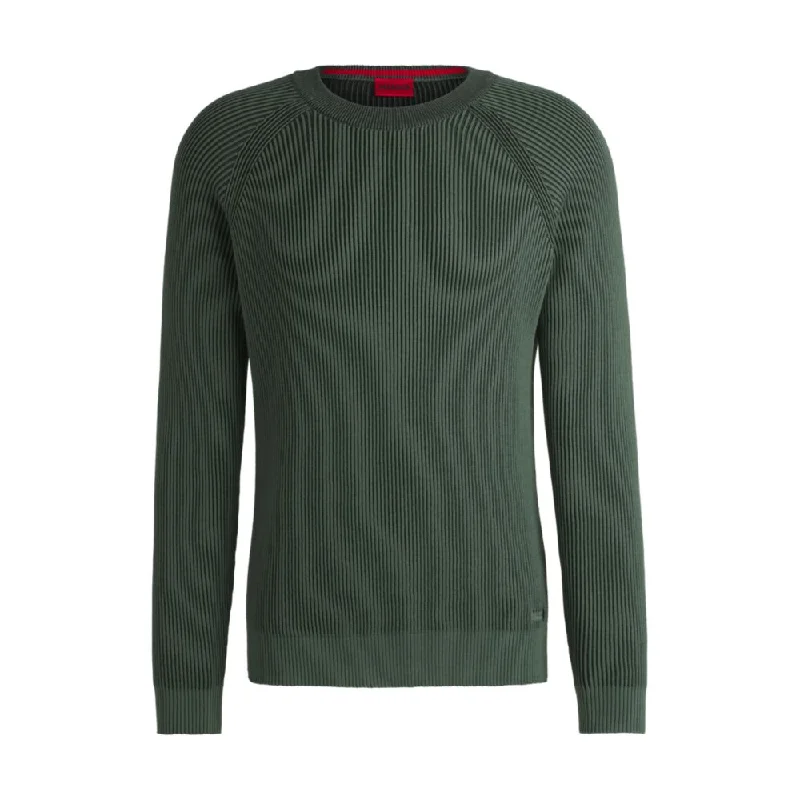 Men's adventure knitwear-Cotton sweater with two-tone ribbing