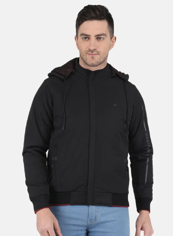 Men's ultra-comfortable coat-Men Black Solid Jacket