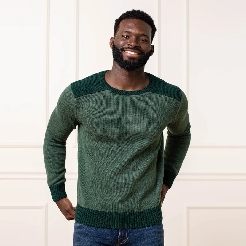 Men's retro knit-Organic Shoulder Detail Crew Neck Sweater