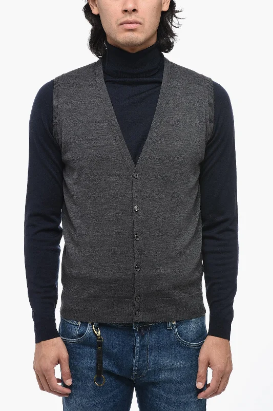 Men's spring sweatshirt-John Smedley V-Neck Merino Wool Vest