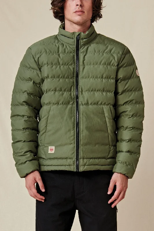 Men's tech-fabric outdoor jacket-Prime Down Jacket - Olive