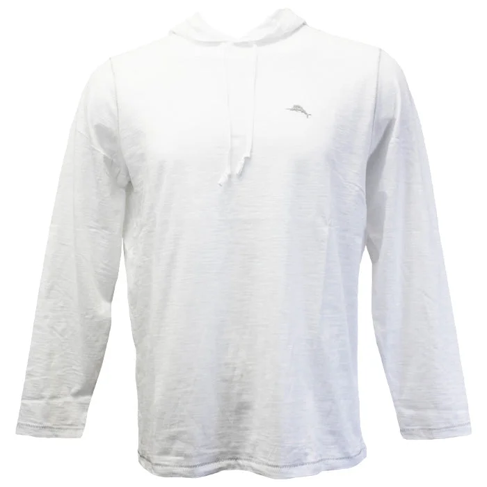 Men's versatile gym t-shirt-Tommy Bahama Bali Beach Hoodie Long Sleeve T-Shirt - White