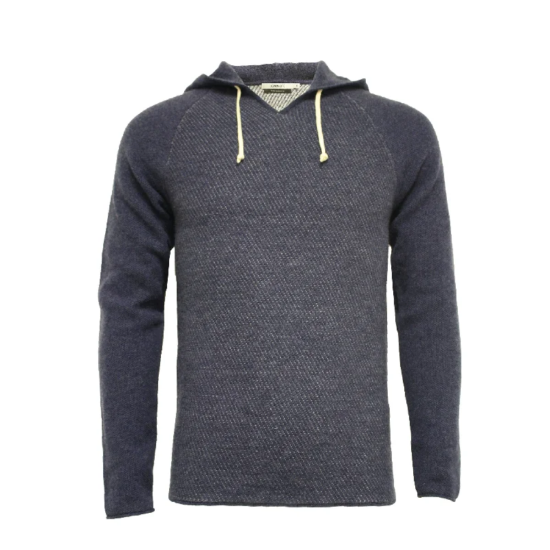 Men's comfortable sweater-Cashmere Hooded Sweater in Diagonal Stitch Aspen