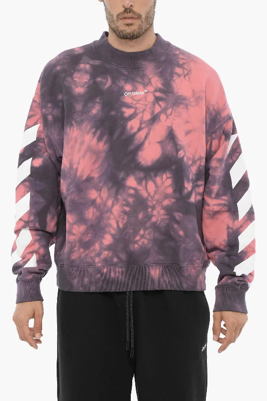 Men's lightweight sweatshirt-Off-White Tie-Dye Effect DIAG ARROW Crew-neck Sweatshirt