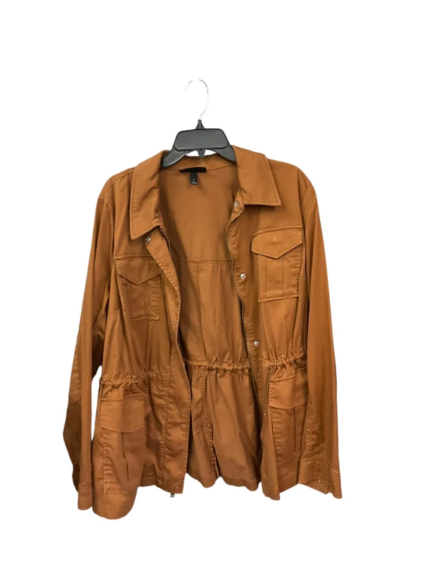 Men's summer utility jacket-Jacket Utility By Lane Bryant In Brown, Size: 16