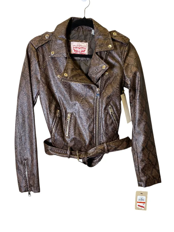 Men's high-performance travel coat-Jacket Moto Leather By Levis In Snakeskin Print, Size: Xs