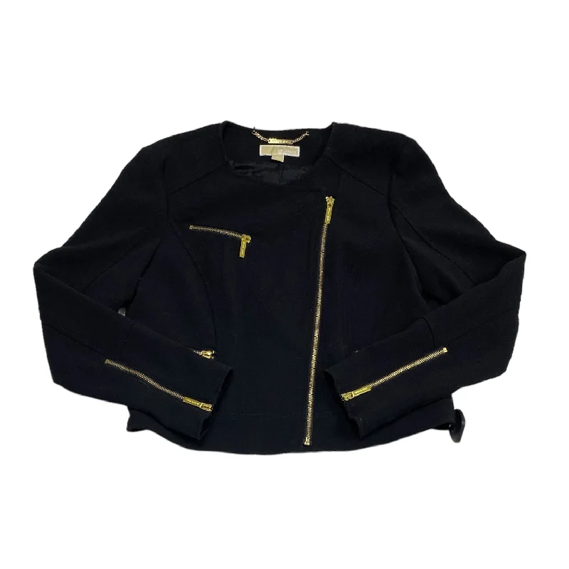 Men's versatile gym jacket-Jacket Moto By Michael By Michael Kors In Black & Gold, Size: L