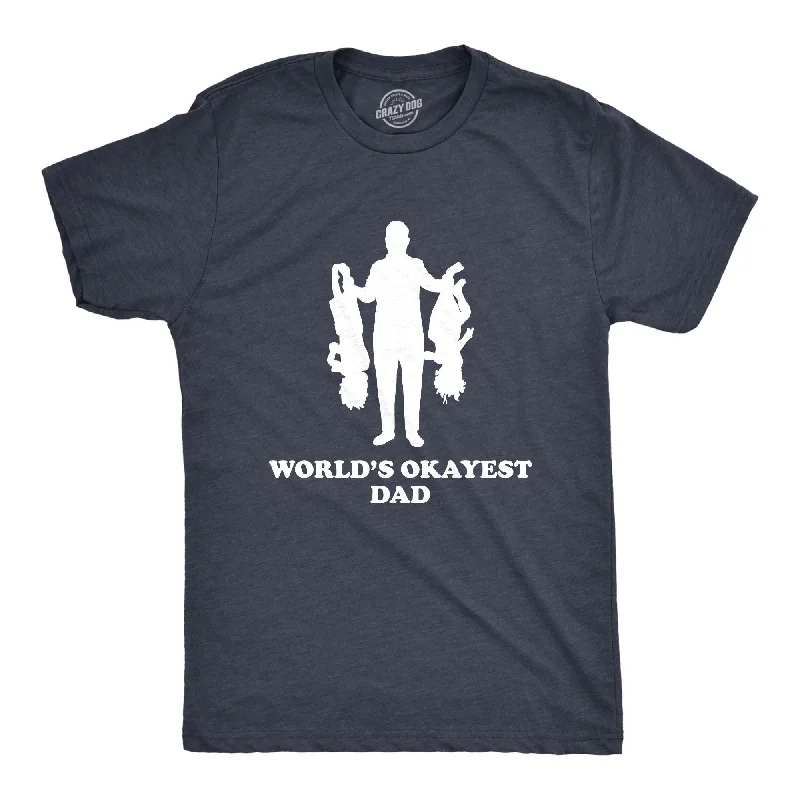 Men's breathable workout wear t-shirt-Upside Down Kids World's Okayest Dad Men's T Shirt