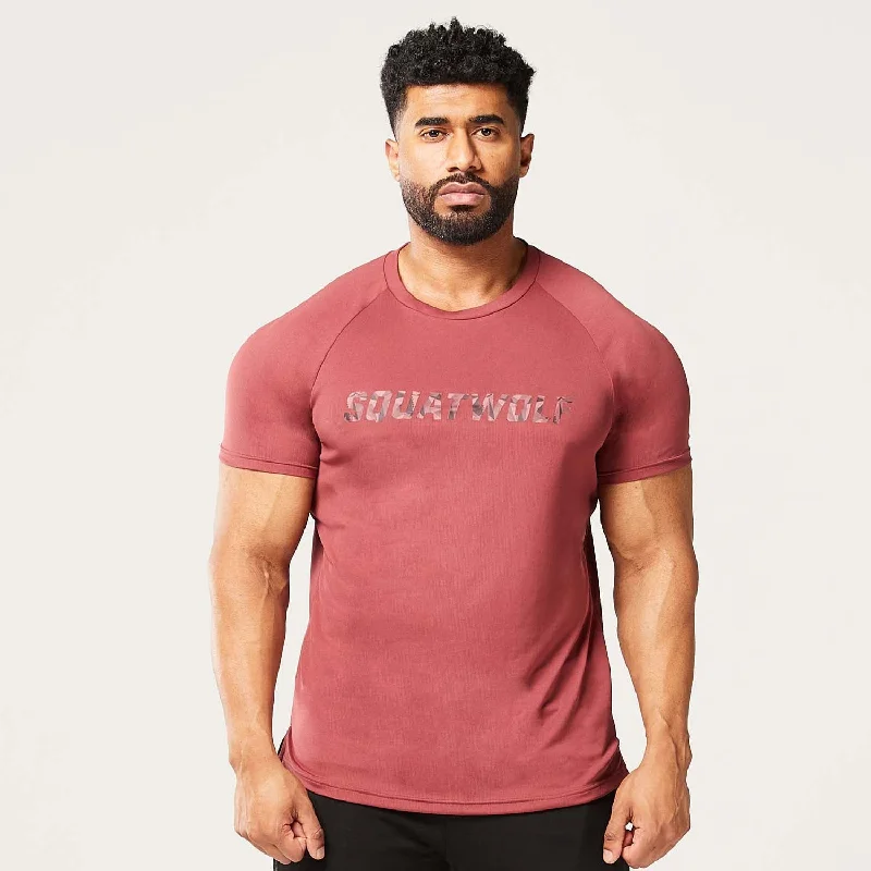 Men's quick-dry workout t-shirt-Code Muscle Tee - Oxblood Red