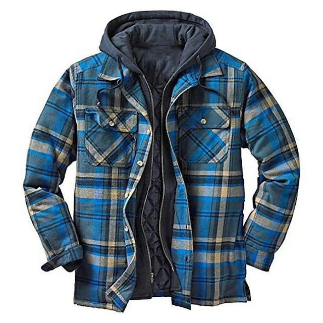 Men's versatile streetwear jacket-Men's Winter Parka Jacket Cotton Hooded Shirt Jacket