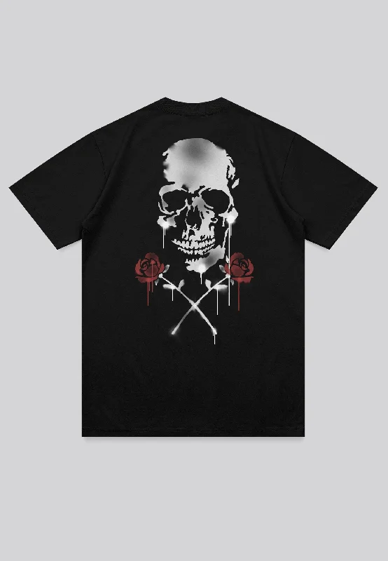 Men's yoga-friendly t-shirt-SKULL STENCIL T-SHIRT WASHED BLACK