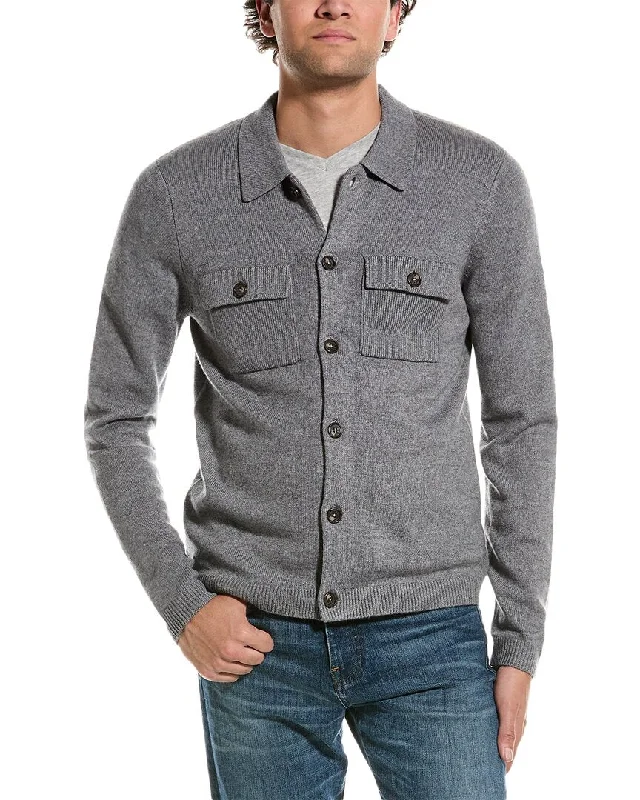 Men's anti-odor sweatshirt-Amicale Cashmere Button Front Wool & Cashmere-Blend Shirt