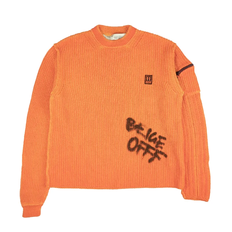 Men's lightweight knitwear-Orange Ribbed Graffiti Sweater