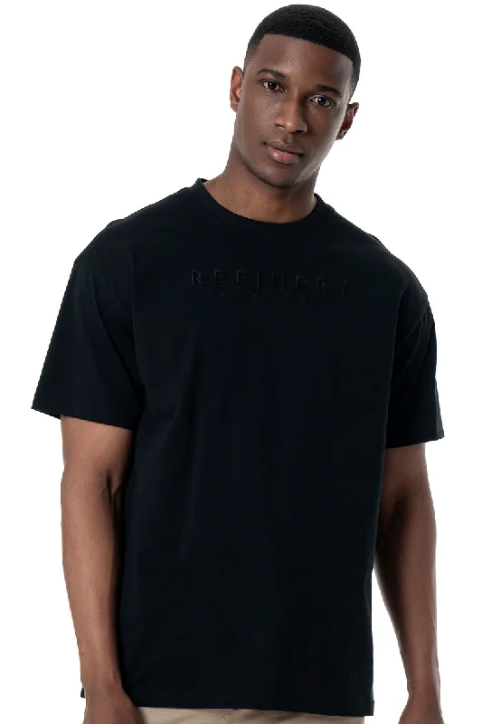 Men's breathable workout wear t-shirt-Oversized Branded T-Shirt _ 153363 _ Black