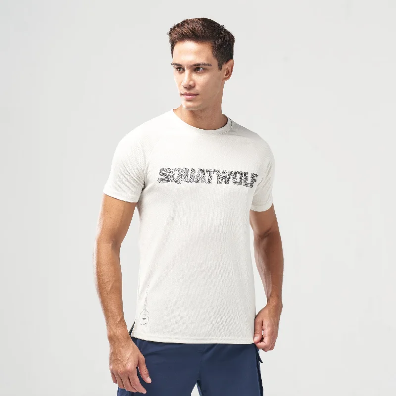 Men's comfortable activewear t-shirt-Code Logo Muscle Tee - White Smoke