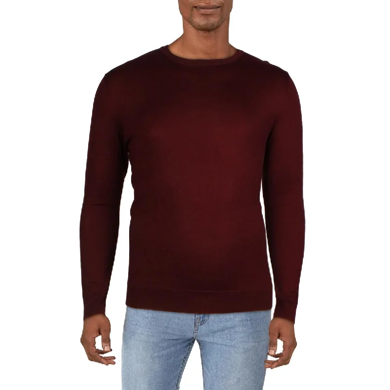 Men's smart casual knit-Mens Solid Merino Wool Pullover Sweater