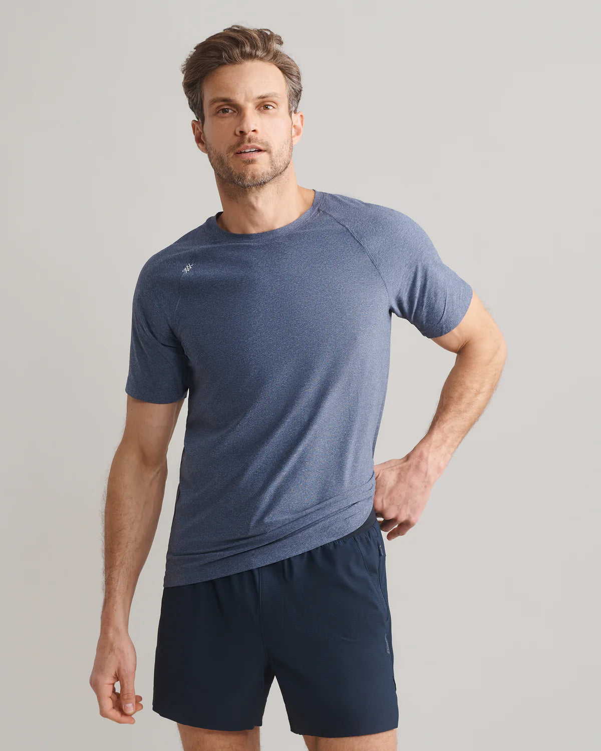 Men's relaxed fit gym t-shirt-Rhone Men's Reign T-Shirt - Midnight Heather