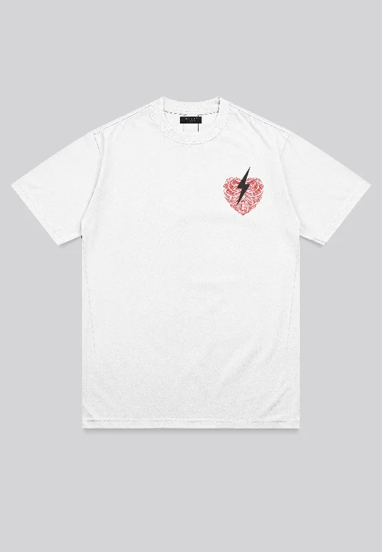 Men's versatile gym t-shirt-HEART BOLT T-SHIRT WHITE