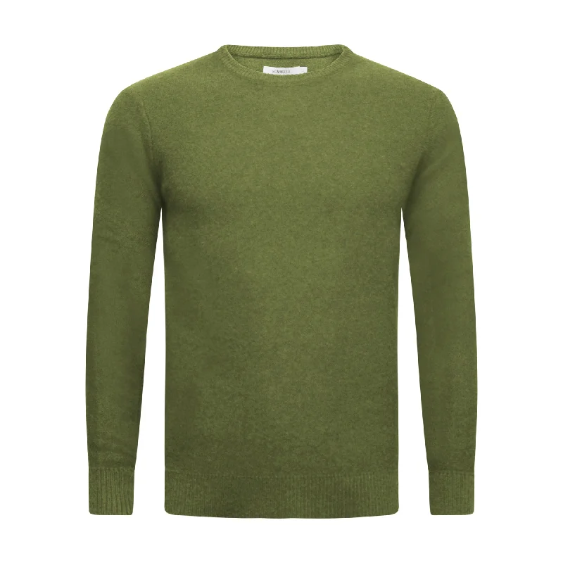 Men's durable sweater-Cashmere Crewneck Sweater Cuebris in left stitch Hunting Green