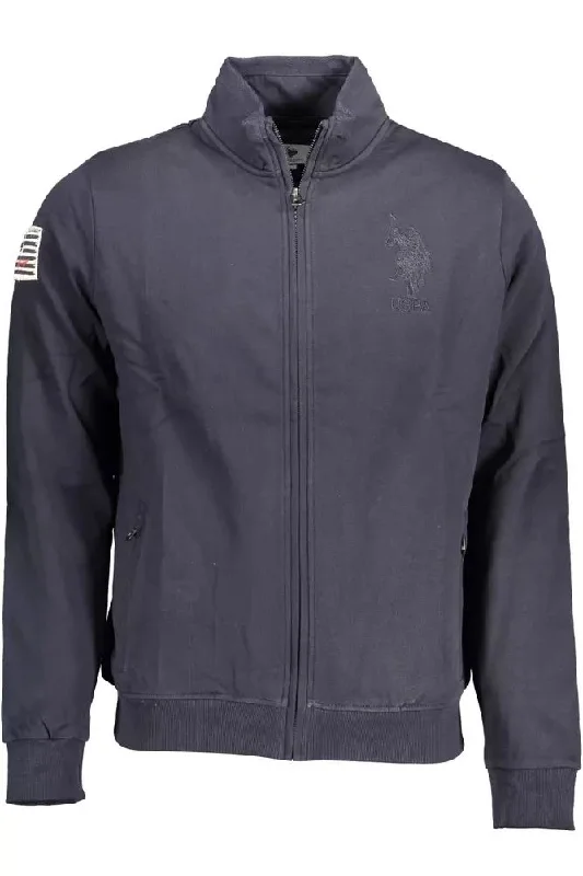 Men's reversible sweater-U.S. POLO ASSN. Chic  Cotton Zip Sweater with Logo Men's Embroidery