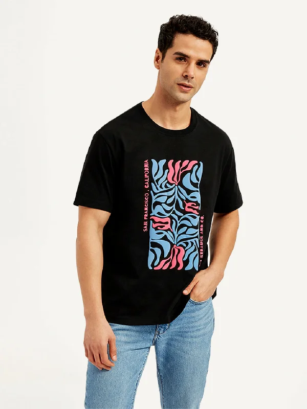 Men's modern athletic t-shirt-Men's Graphic Print Crew Neck T-Shirt