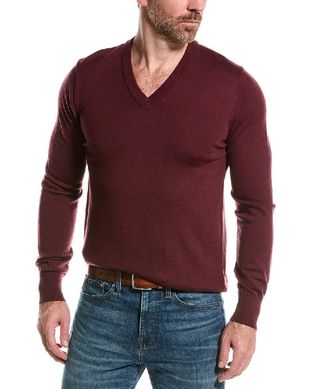 Men's fall knitwear-Brooks Brothers Merino Wool V-Neck Sweater