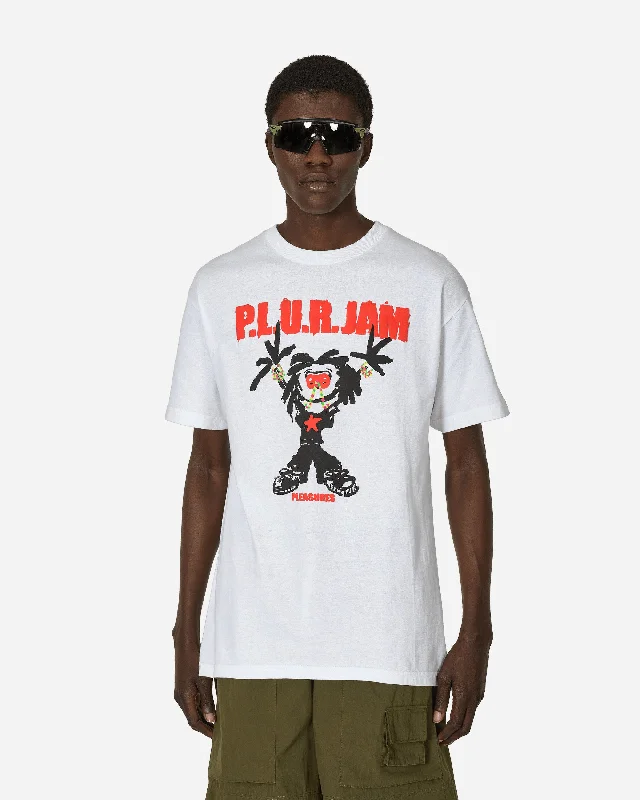 Men's summer gym t-shirt-P.L.U.R. Jam T-Shirt White