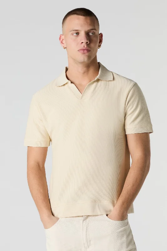 Men's lightweight casual polo shirt-Ribbed Polo Top