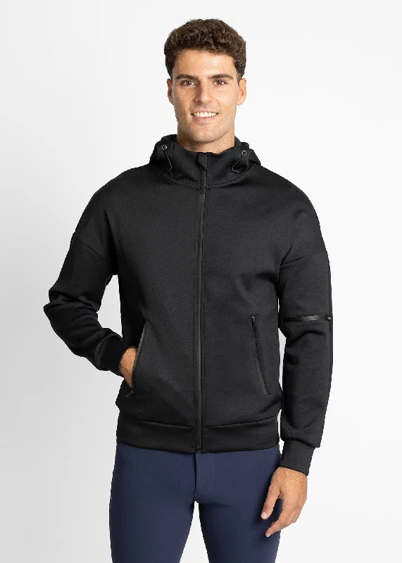 Men's modern travel hoodie-Element Zip Hoodie (Black)