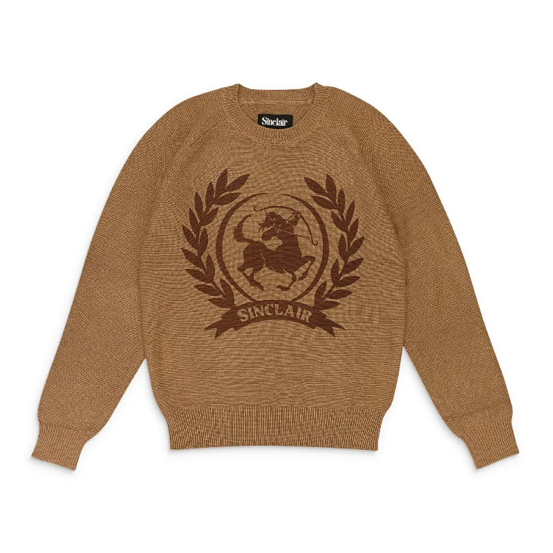 Men's oversized sweater-SINCLAIR CREST ISLAND KNIT BROWN SWEATER