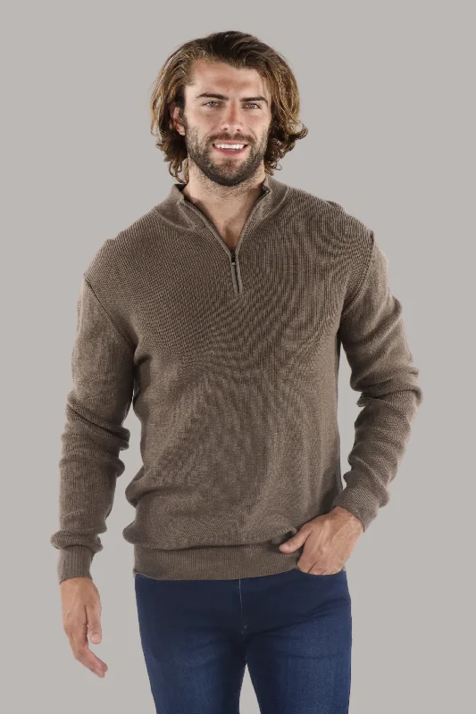 Men's basketball sweatshirt-Melange Mink Quarter Zip