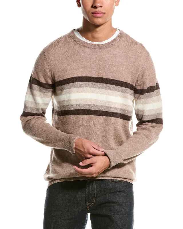 Men's cotton sweatshirt-Brodie Cashmere Wool & Cashmere-Blend Blake Stripe Jumper