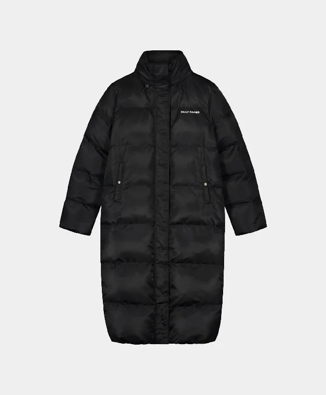 Men's relaxed fit coat-Black Epuff Long Jacket