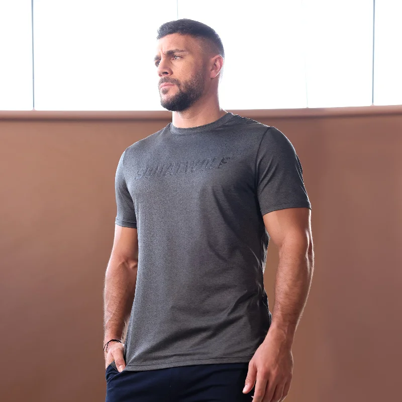 Men's lightweight gym t-shirt-Core AeroTech Muscle Tee - Black Marl