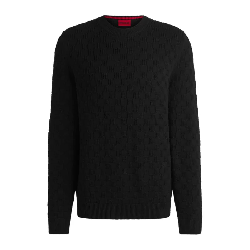 Men's waterproof knitwear-Cotton relaxed-fit sweater with jacquard pattern