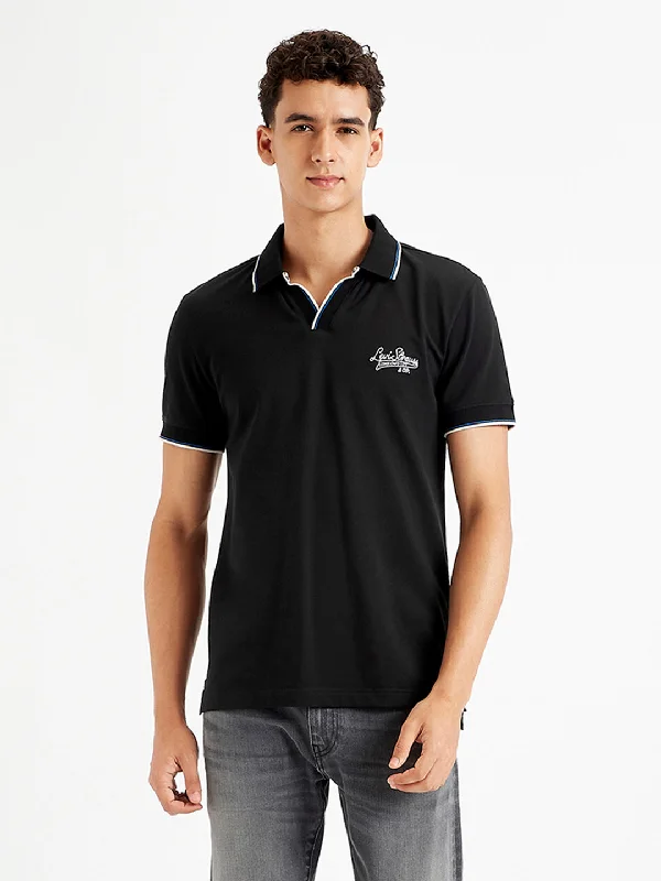 Men's modern athletic t-shirt-Men's Solid Slim Fit Polo T-shirt