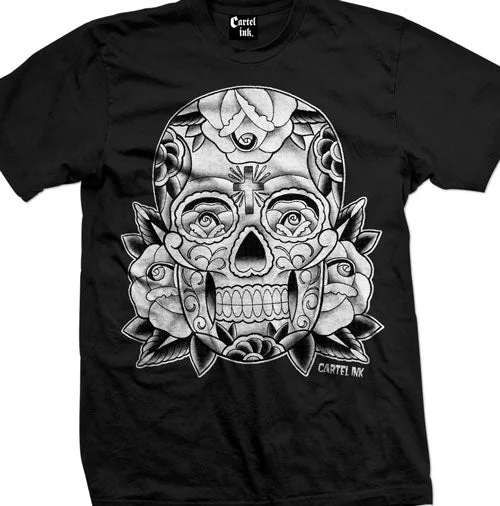 Men's breathable activewear t-shirt-Sugar Skull Men's T-Shirt