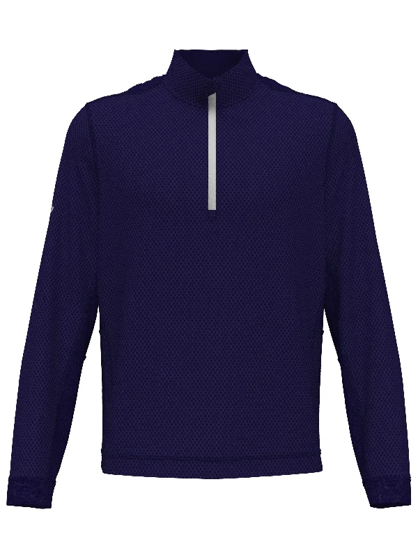 Men's weather-resistant puffer-Mens Hexagon Textured 1/2 Zip Base Layer Golf Top