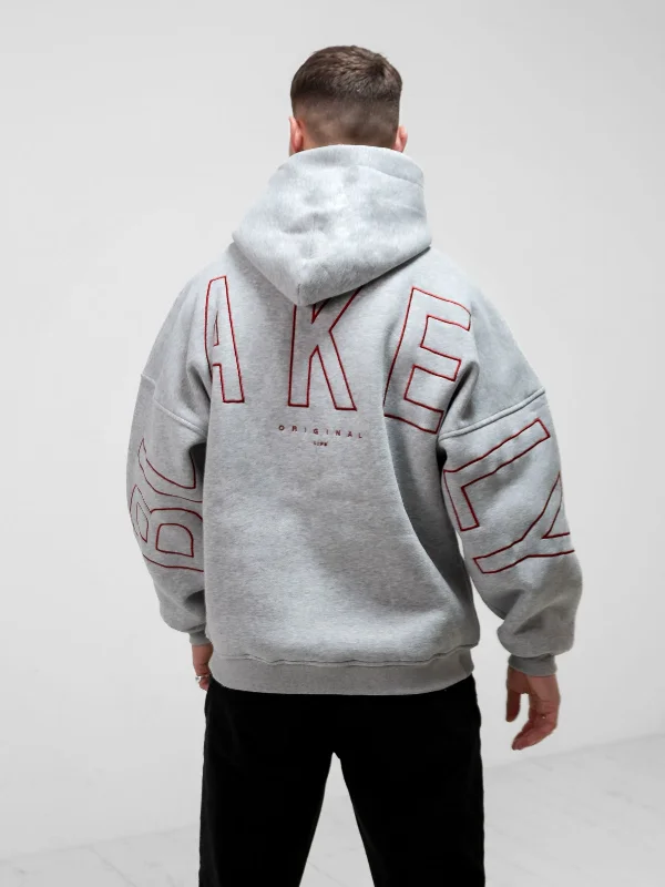 Men's organic cotton hoodie-Embroidered Idris Oversized Hoodie - Red